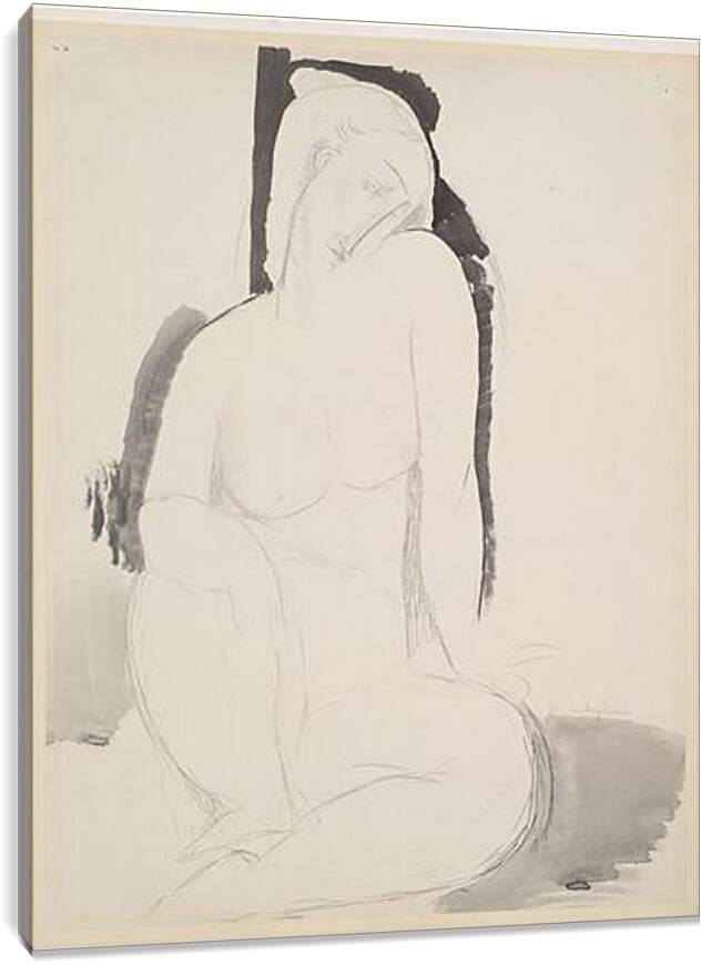 Постер и плакат - Seated Nude. Сидящая обнаженная. Амедео Модильяни