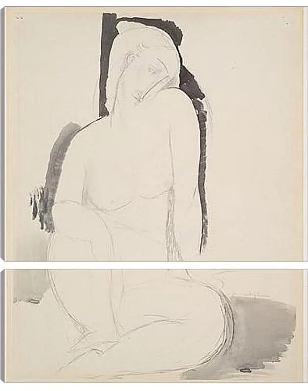 Модульная картина - Seated Nude. Сидящая обнаженная. Амедео Модильяни