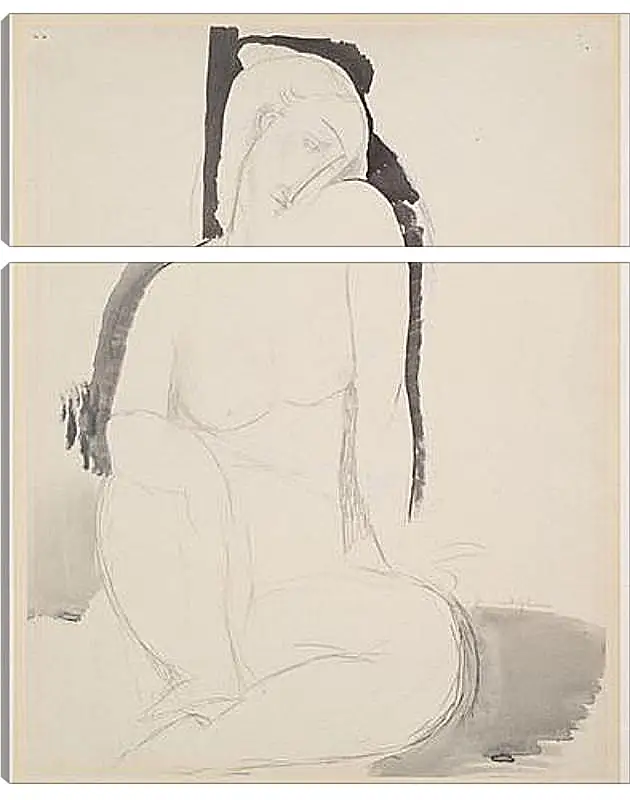 Модульная картина - Seated Nude. Сидящая обнаженная. Амедео Модильяни