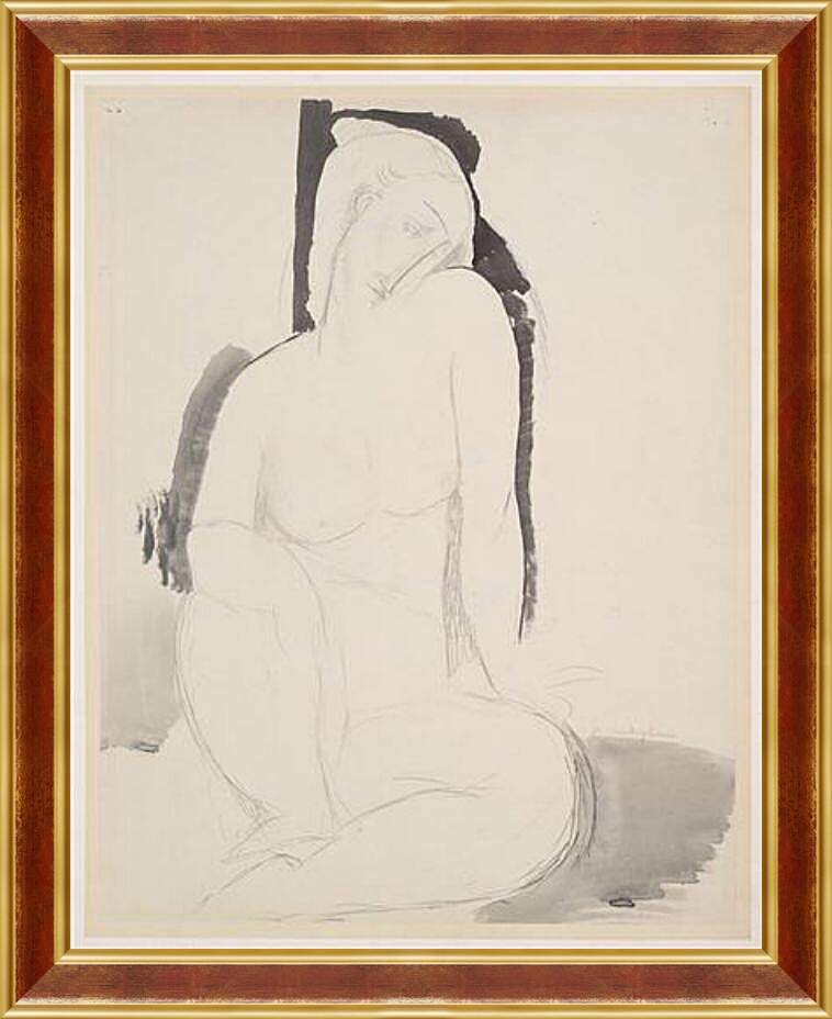Картина в раме - Seated Nude. Сидящая обнаженная. Амедео Модильяни