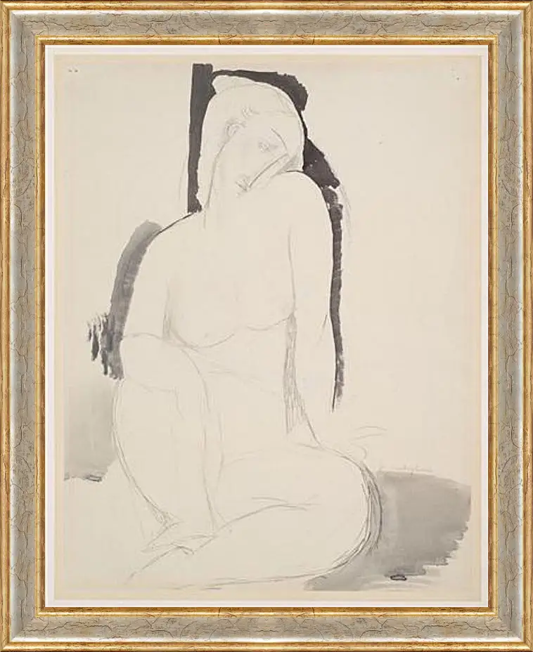 Картина в раме - Seated Nude. Сидящая обнаженная. Амедео Модильяни