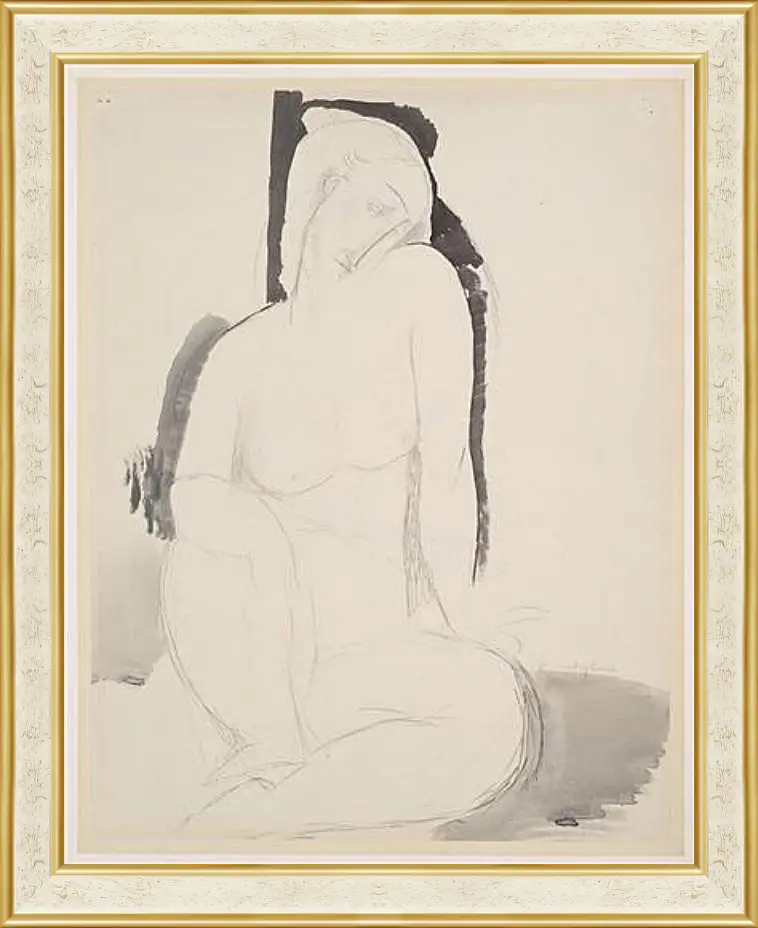 Картина в раме - Seated Nude. Сидящая обнаженная. Амедео Модильяни