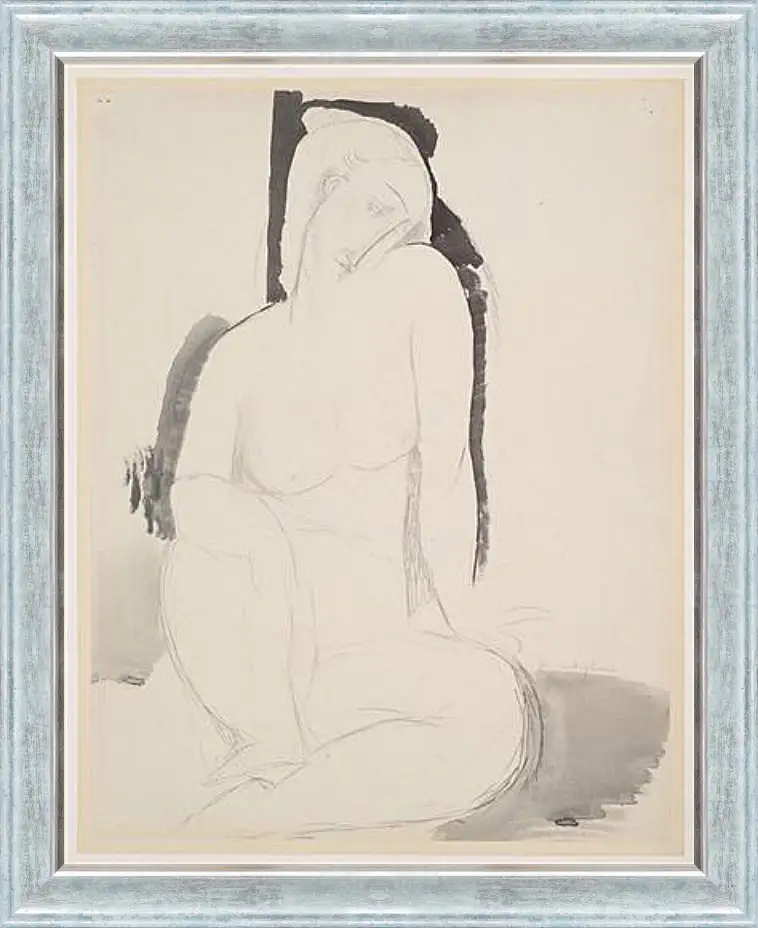 Картина в раме - Seated Nude. Сидящая обнаженная. Амедео Модильяни