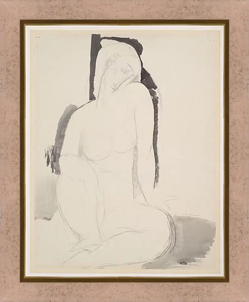 Картина в раме - Seated Nude. Сидящая обнаженная. Амедео Модильяни