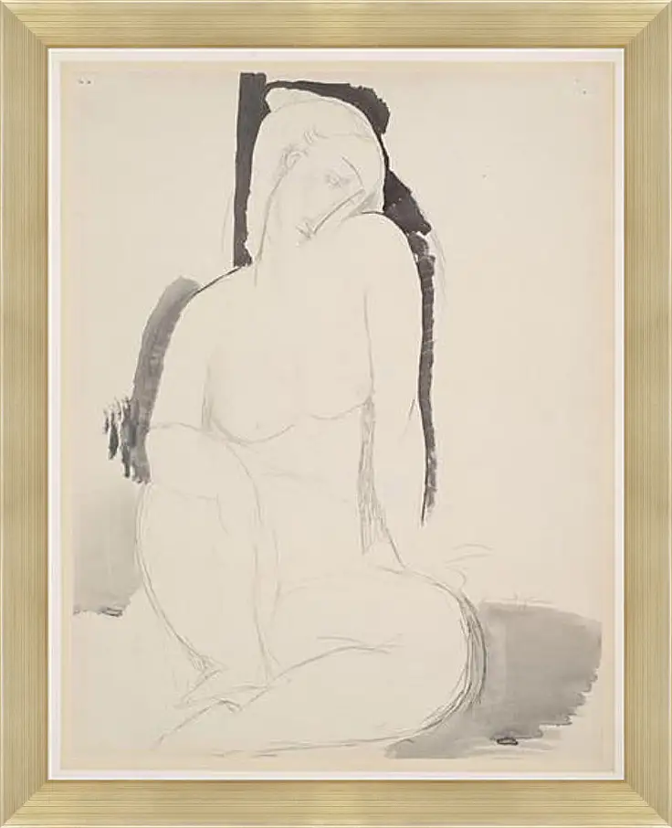 Картина в раме - Seated Nude. Сидящая обнаженная. Амедео Модильяни