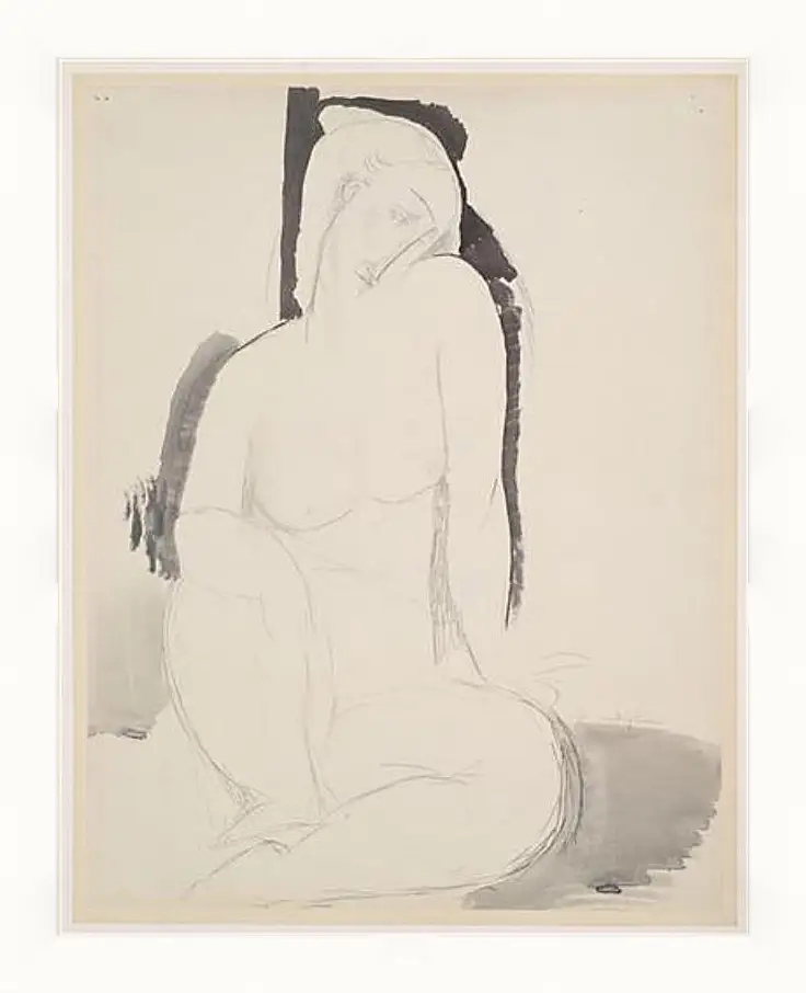 Картина в раме - Seated Nude. Сидящая обнаженная. Амедео Модильяни