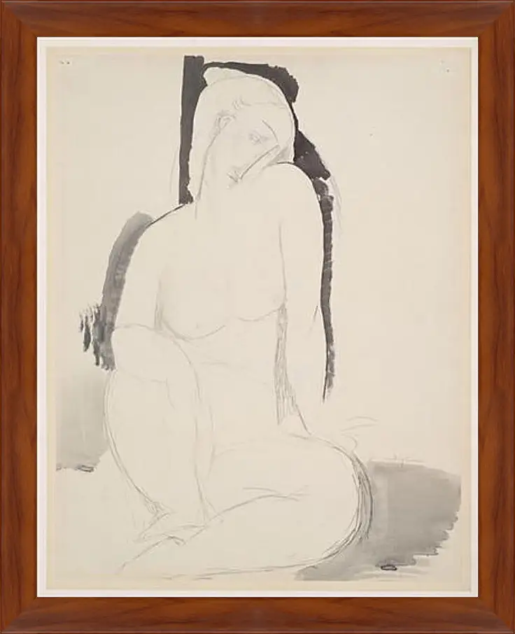 Картина в раме - Seated Nude. Сидящая обнаженная. Амедео Модильяни