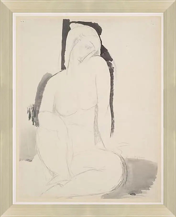 Картина в раме - Seated Nude. Сидящая обнаженная. Амедео Модильяни