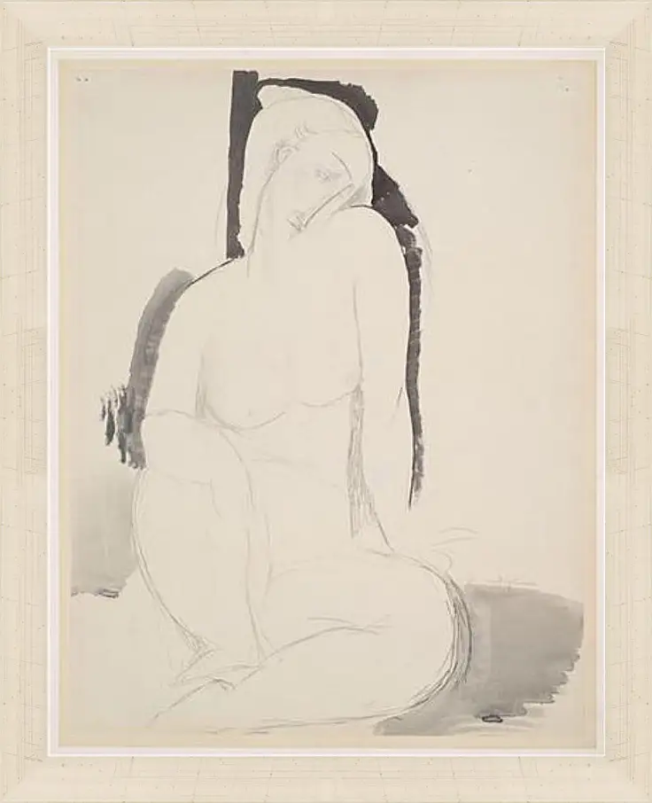 Картина в раме - Seated Nude. Сидящая обнаженная. Амедео Модильяни