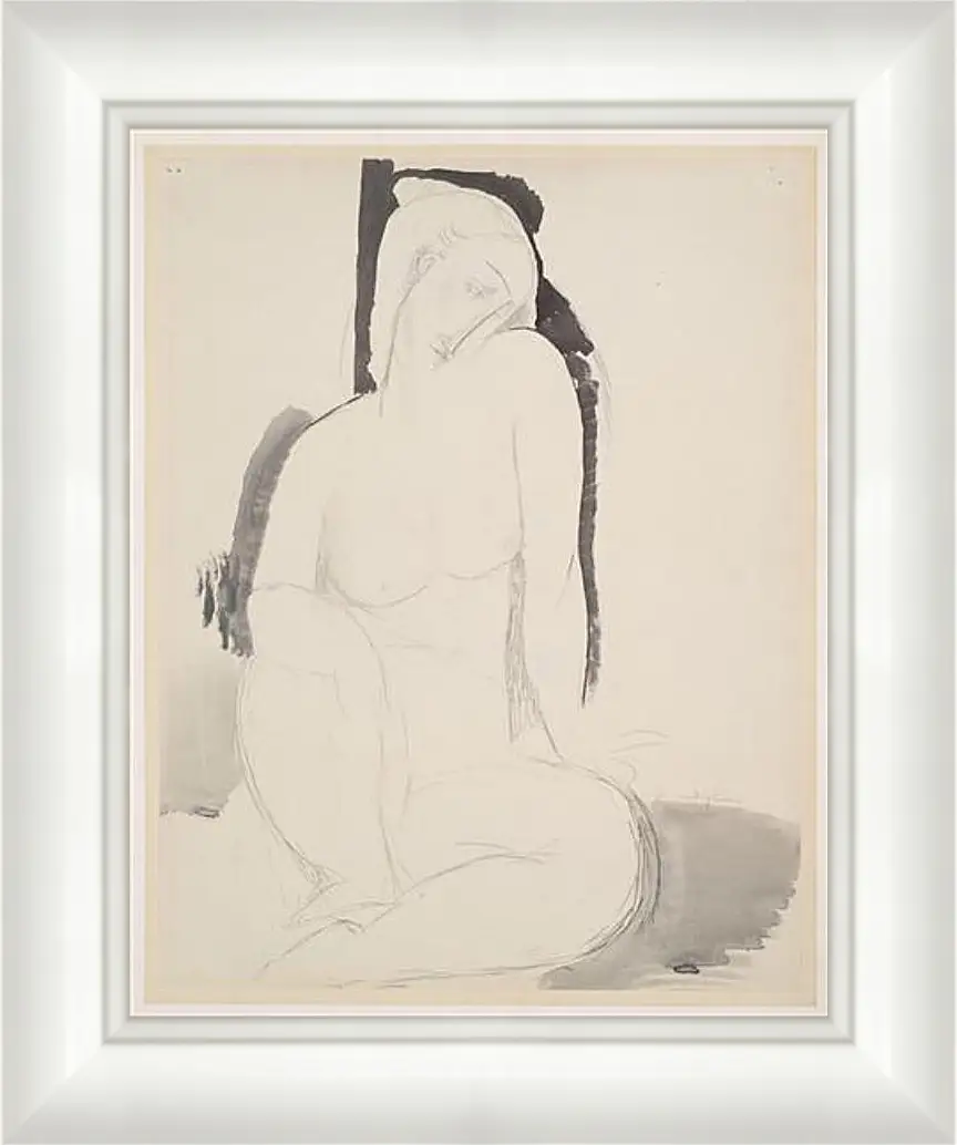 Картина в раме - Seated Nude. Сидящая обнаженная. Амедео Модильяни