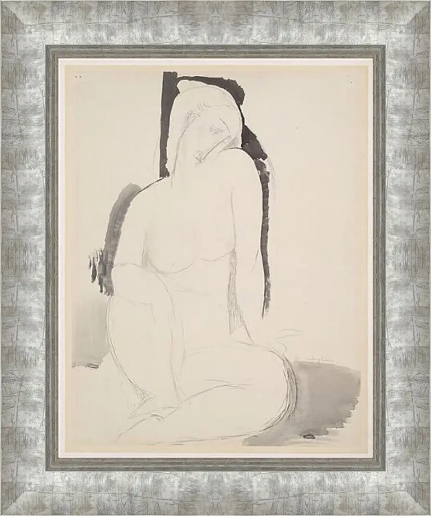 Картина в раме - Seated Nude. Сидящая обнаженная. Амедео Модильяни