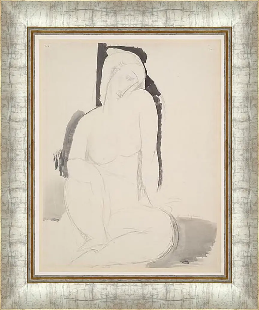 Картина в раме - Seated Nude. Сидящая обнаженная. Амедео Модильяни