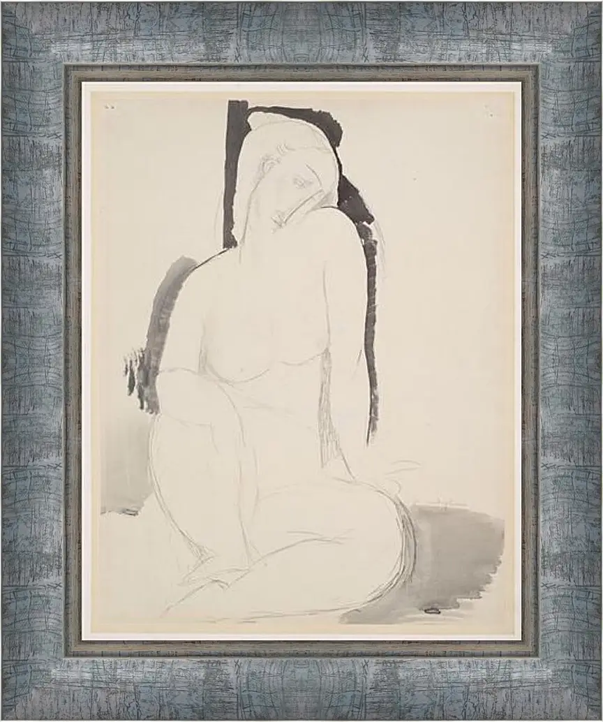 Картина в раме - Seated Nude. Сидящая обнаженная. Амедео Модильяни