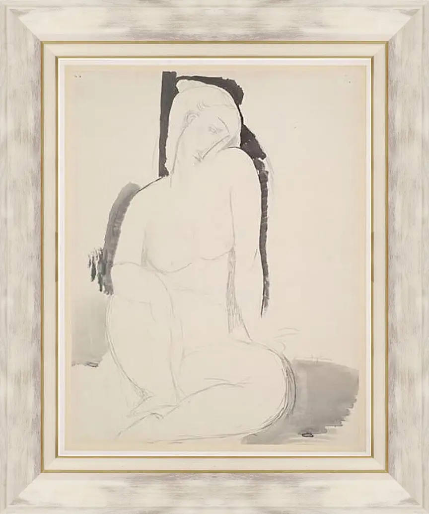 Картина в раме - Seated Nude. Сидящая обнаженная. Амедео Модильяни