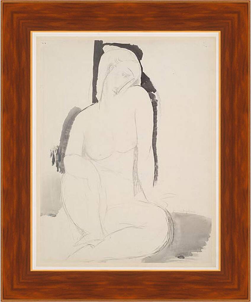 Картина в раме - Seated Nude. Сидящая обнаженная. Амедео Модильяни