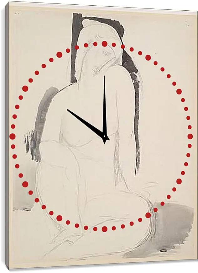 Часы картина - Seated Nude. Сидящая обнаженная. Амедео Модильяни