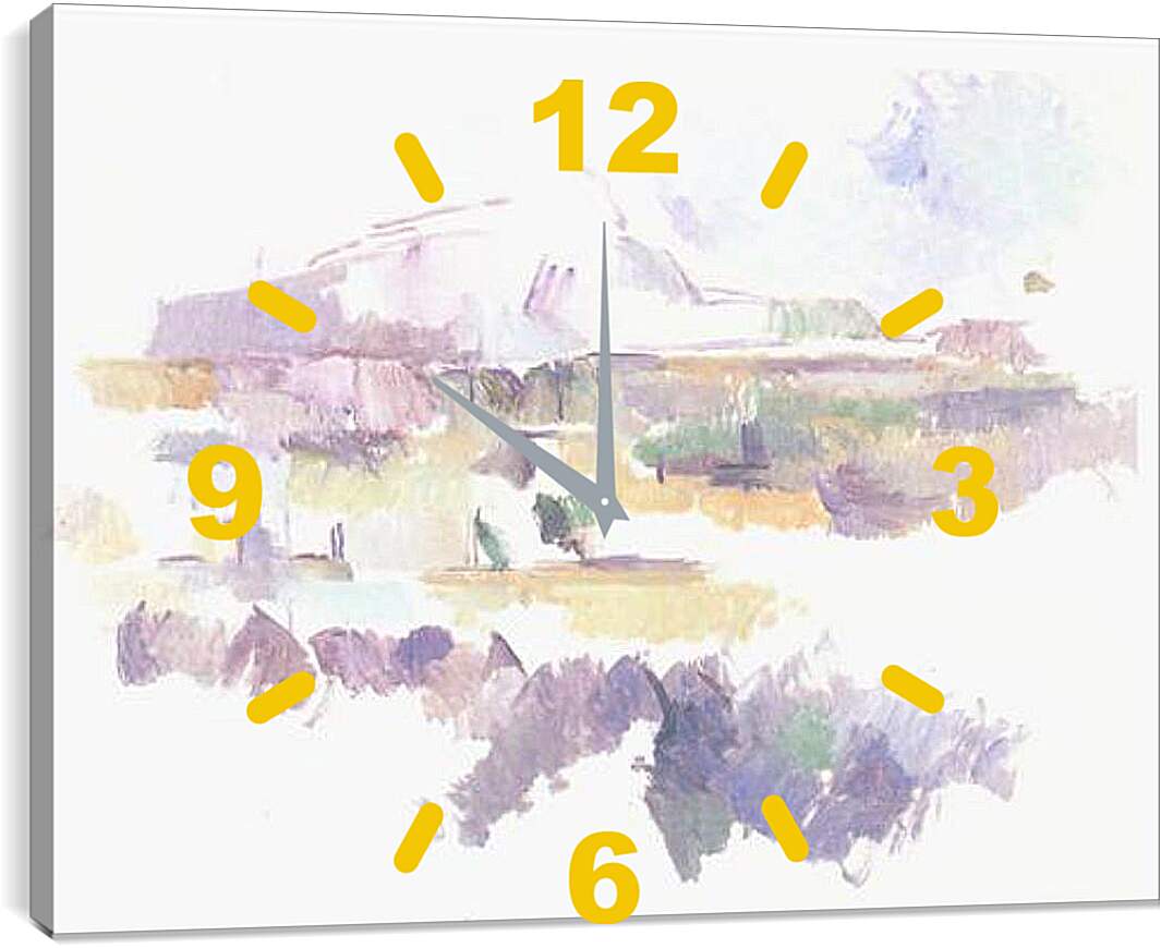 Часы картина - Montagne Sainte-Victoire vue des Lauves. Поль Сезанн