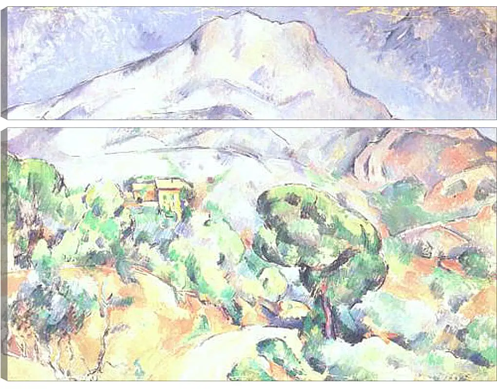 Модульная картина - Montagne Sainte-Victoire au-dessus de la route du Tholonet (vers). Поль Сезанн