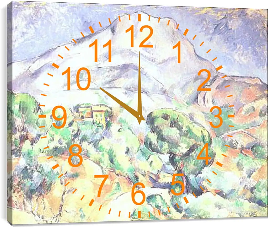 Часы картина - Montagne Sainte-Victoire au-dessus de la route du Tholonet (vers). Поль Сезанн