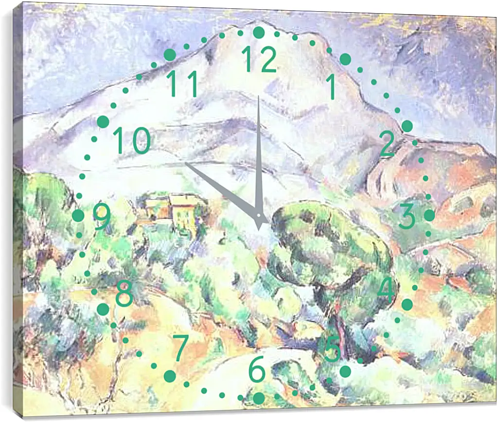 Часы картина - Montagne Sainte-Victoire au-dessus de la route du Tholonet (vers). Поль Сезанн