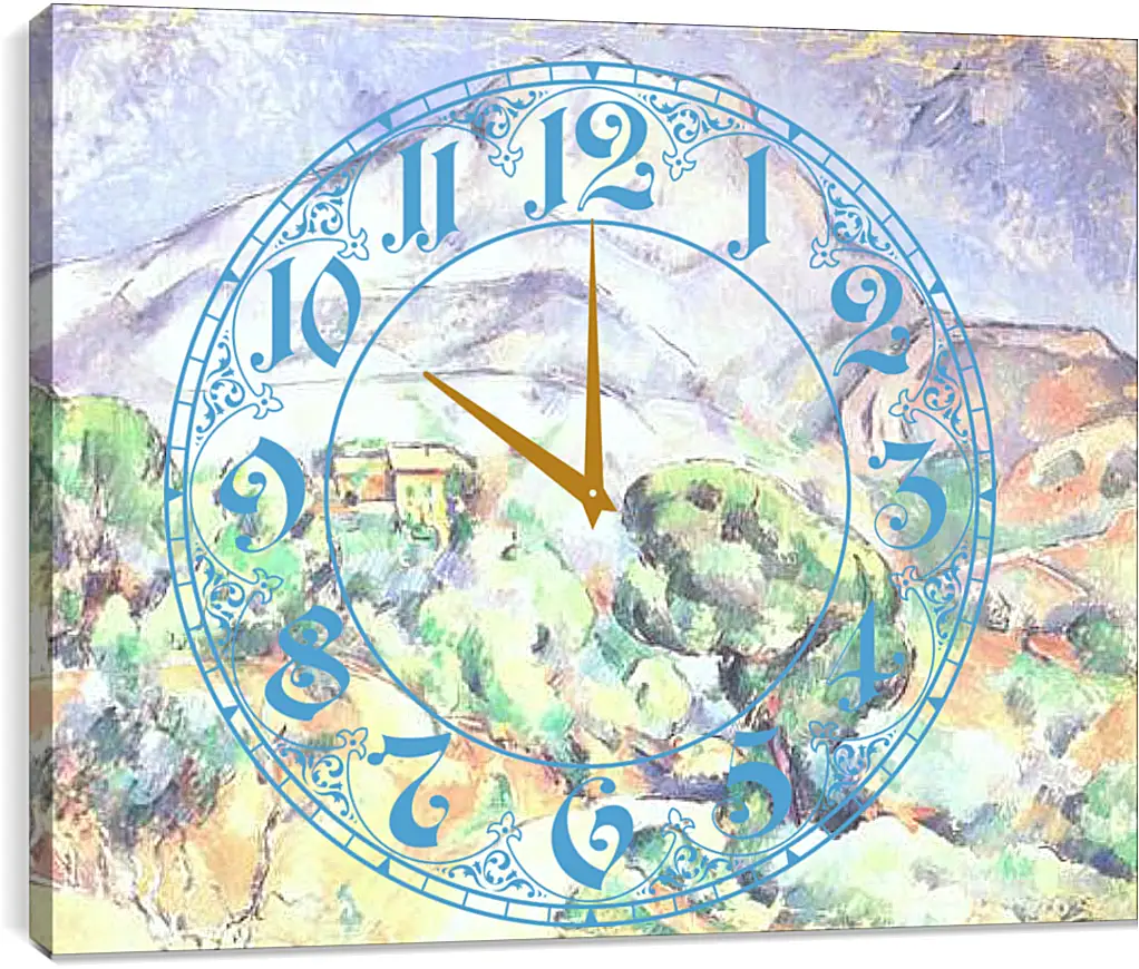 Часы картина - Montagne Sainte-Victoire au-dessus de la route du Tholonet (vers). Поль Сезанн