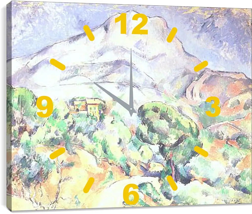 Часы картина - Montagne Sainte-Victoire au-dessus de la route du Tholonet (vers). Поль Сезанн