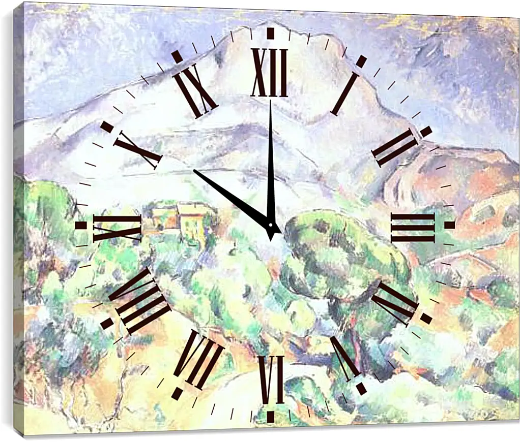 Часы картина - Montagne Sainte-Victoire au-dessus de la route du Tholonet (vers). Поль Сезанн