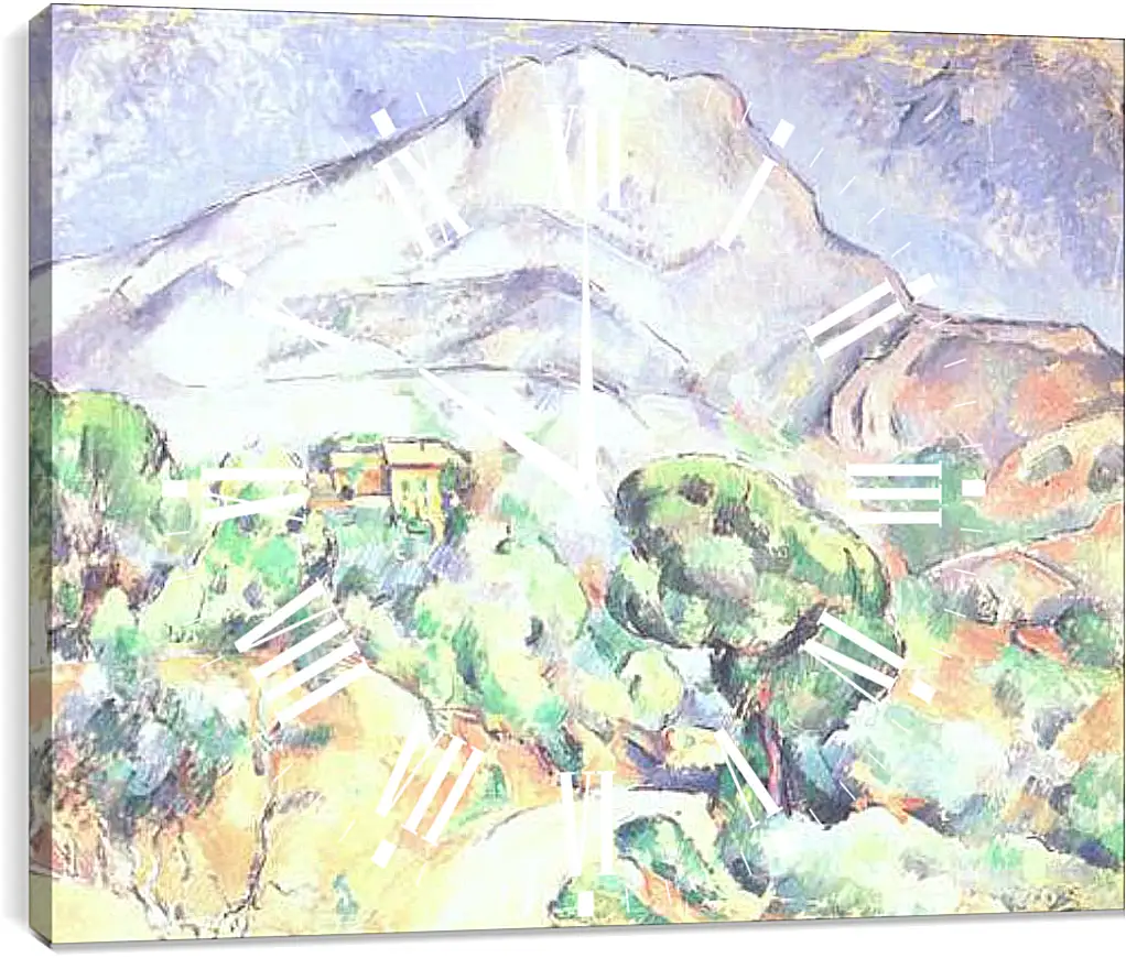 Часы картина - Montagne Sainte-Victoire au-dessus de la route du Tholonet (vers). Поль Сезанн