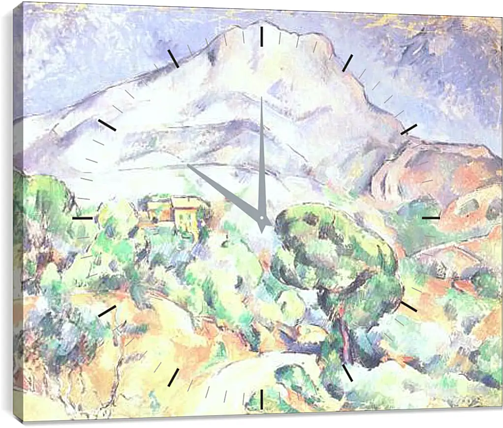 Часы картина - Montagne Sainte-Victoire au-dessus de la route du Tholonet (vers). Поль Сезанн