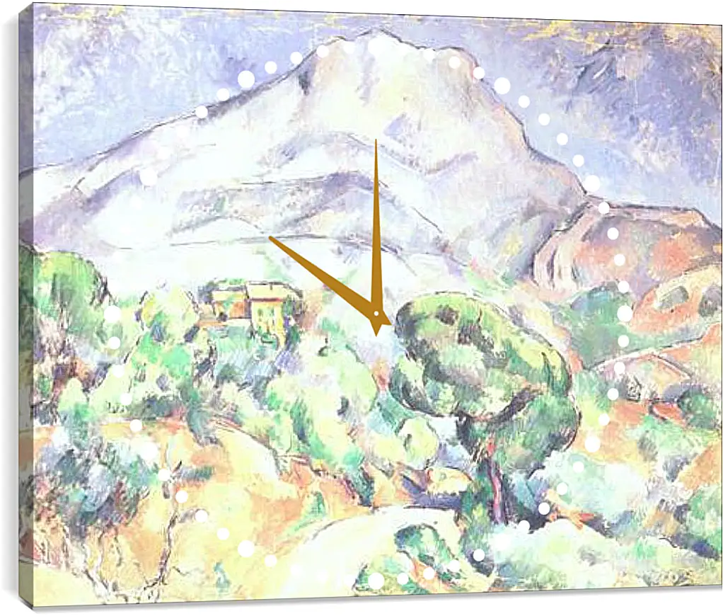 Часы картина - Montagne Sainte-Victoire au-dessus de la route du Tholonet (vers). Поль Сезанн