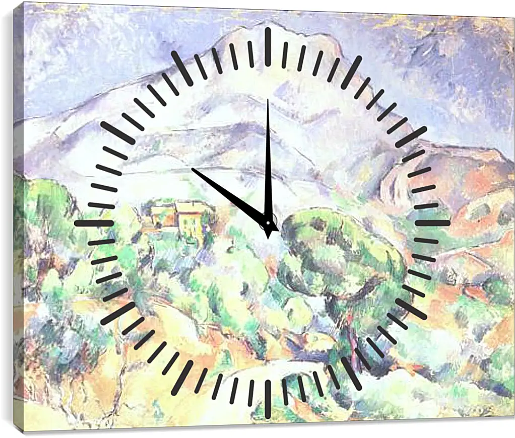 Часы картина - Montagne Sainte-Victoire au-dessus de la route du Tholonet (vers). Поль Сезанн