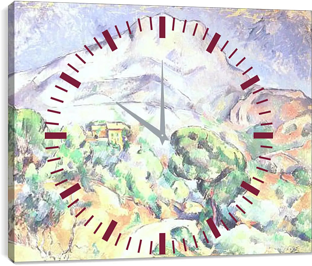 Часы картина - Montagne Sainte-Victoire au-dessus de la route du Tholonet (vers). Поль Сезанн