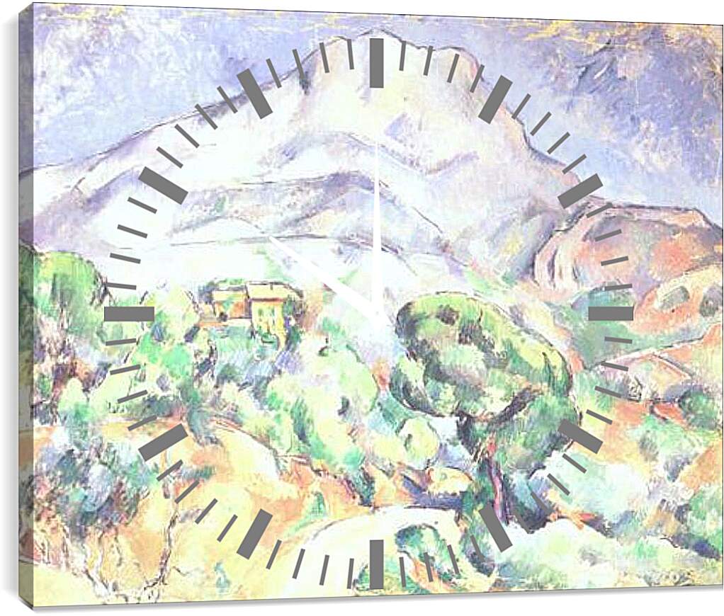 Часы картина - Montagne Sainte-Victoire au-dessus de la route du Tholonet (vers). Поль Сезанн