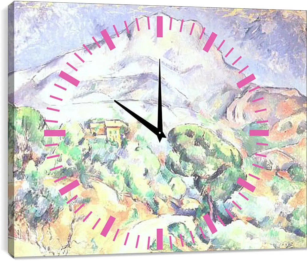 Часы картина - Montagne Sainte-Victoire au-dessus de la route du Tholonet (vers). Поль Сезанн