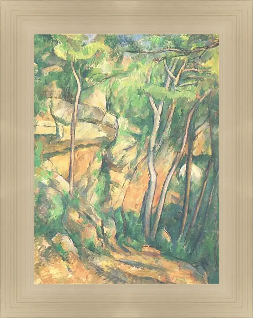 Картина в раме - Rochers et Branches a Bibemus Detail (vers). Поль Сезанн