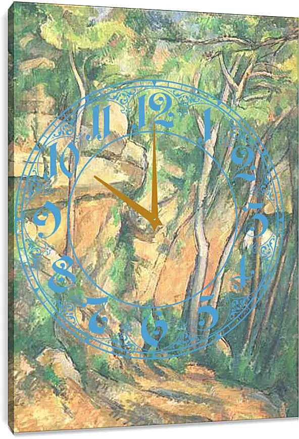 Часы картина - Rochers et Branches a Bibemus Detail (vers). Поль Сезанн