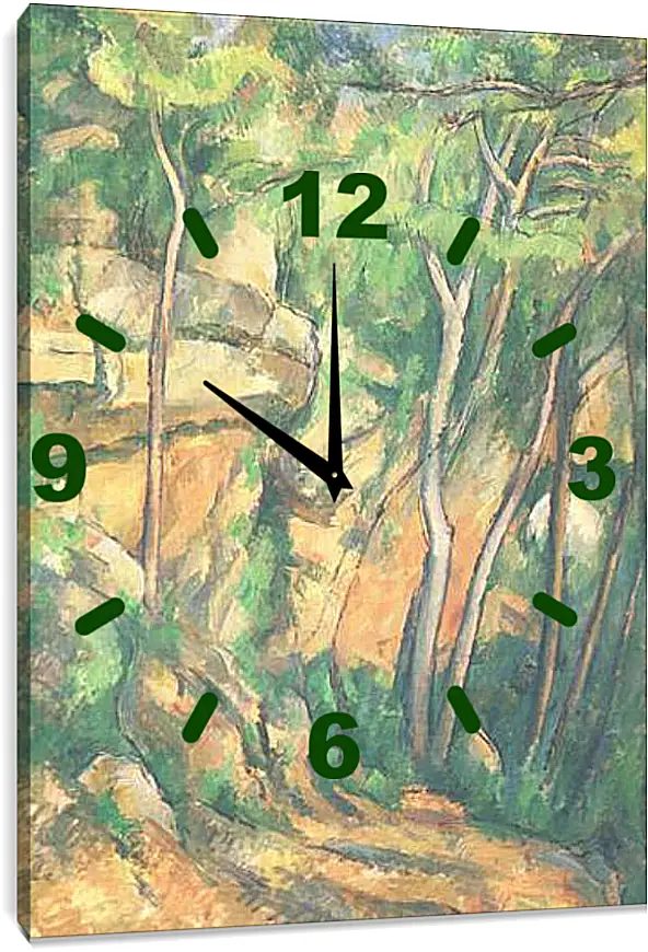 Часы картина - Rochers et Branches a Bibemus Detail (vers). Поль Сезанн