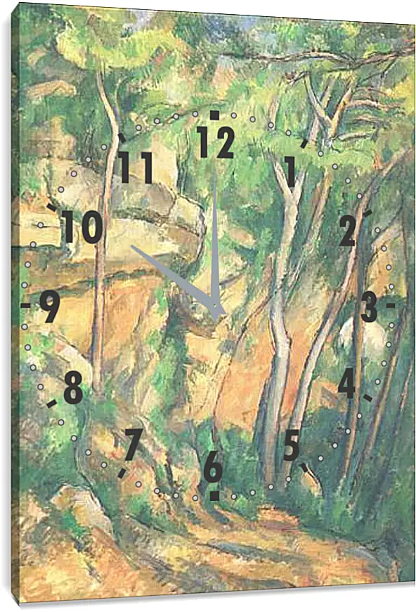 Часы картина - Rochers et Branches a Bibemus Detail (vers). Поль Сезанн