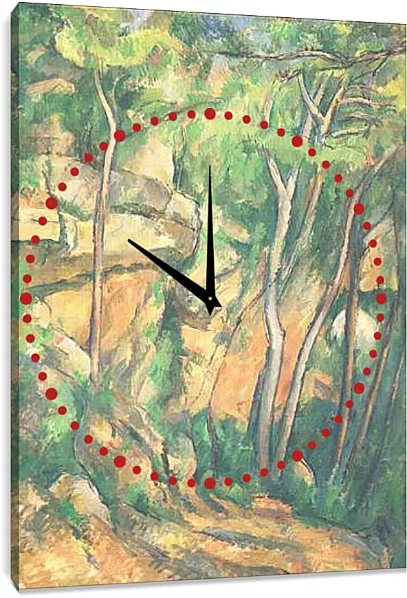 Часы картина - Rochers et Branches a Bibemus Detail (vers). Поль Сезанн