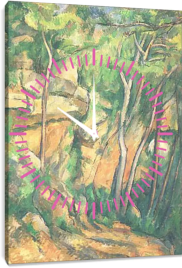 Часы картина - Rochers et Branches a Bibemus Detail (vers). Поль Сезанн