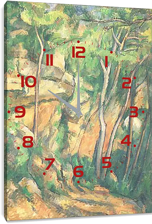 Часы картина - Rochers et Branches a Bibemus Detail (vers). Поль Сезанн