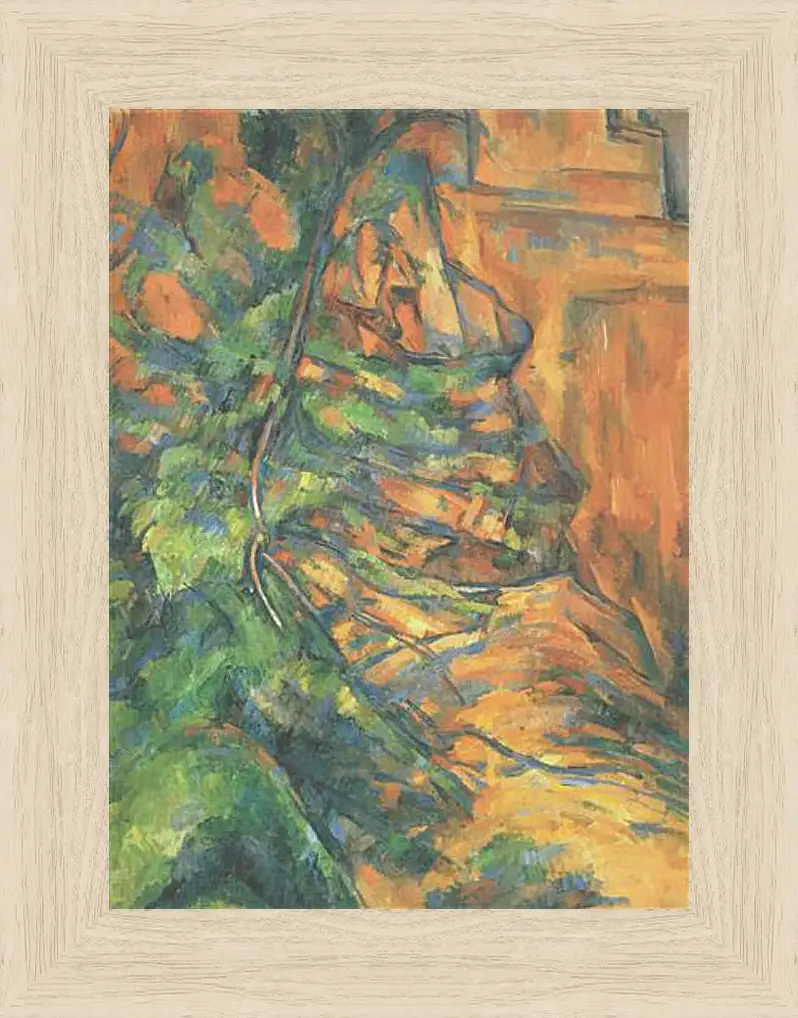 Картина в раме - Rochers et Branches a Bibemus (vers). Поль Сезанн