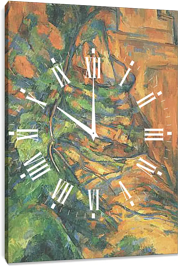 Часы картина - Rochers et Branches a Bibemus (vers). Поль Сезанн