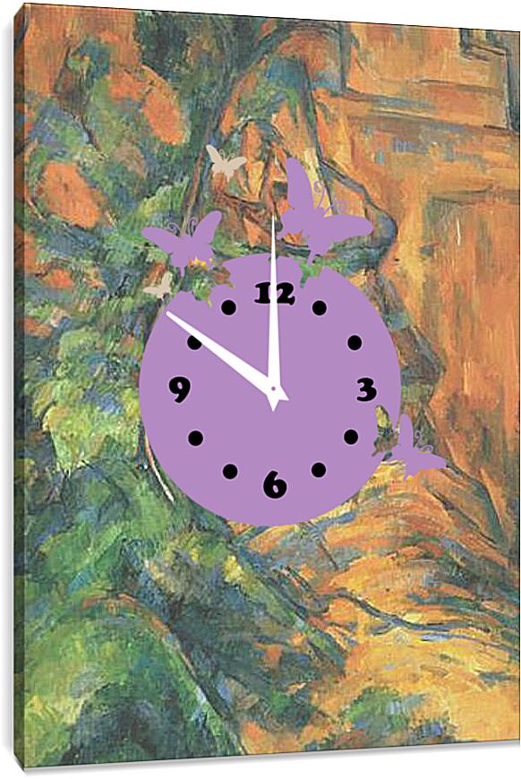 Часы картина - Rochers et Branches a Bibemus (vers). Поль Сезанн