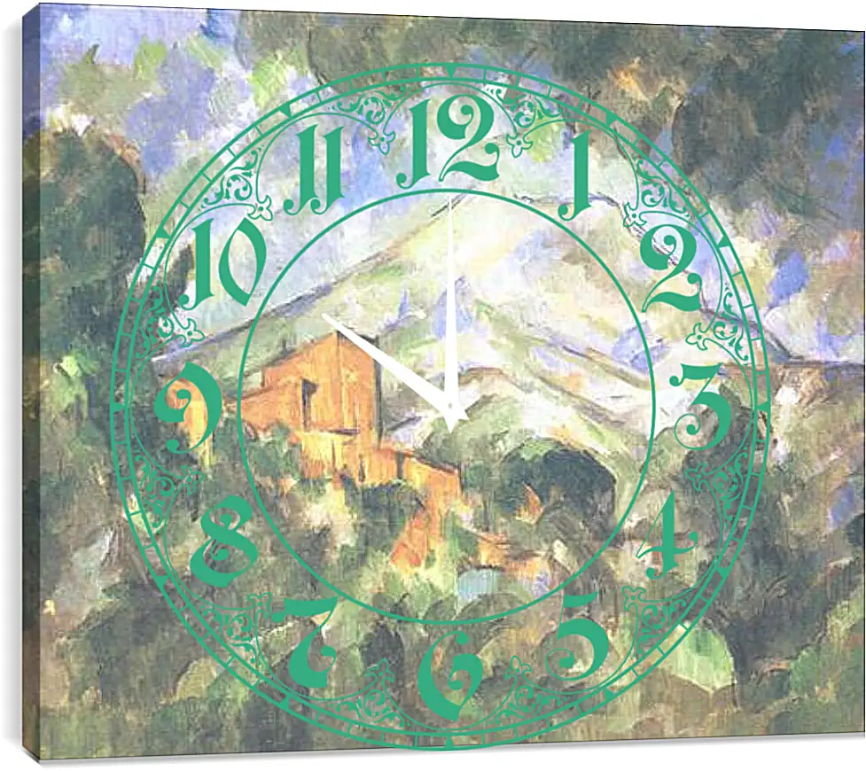 Часы картина - Chateau devant la Sainte-Victoire (vers). Поль Сезанн