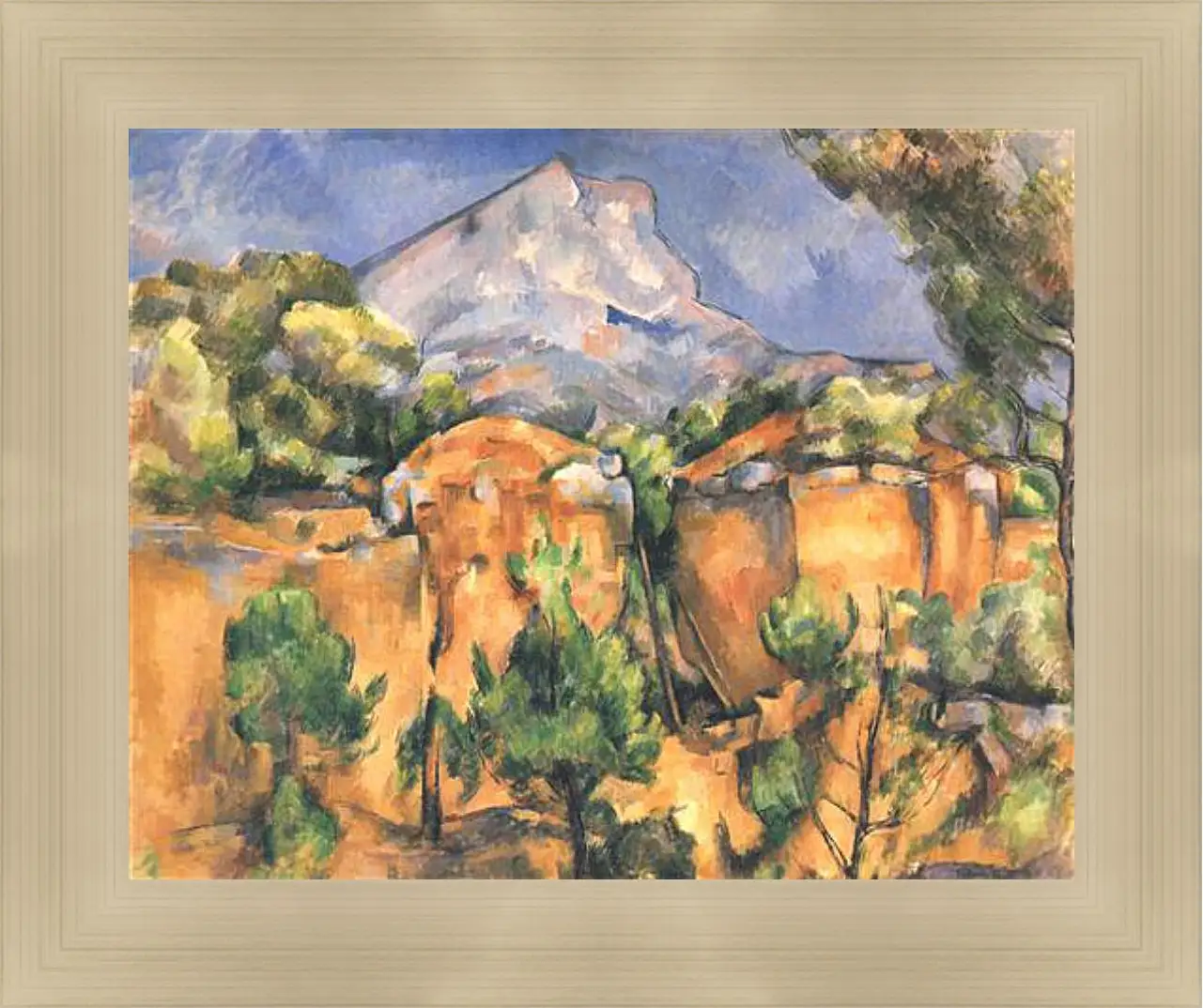 Картина в раме - Montagne Sainte-Victoire vue des Carrieres de Bibemus (vers). Поль Сезанн