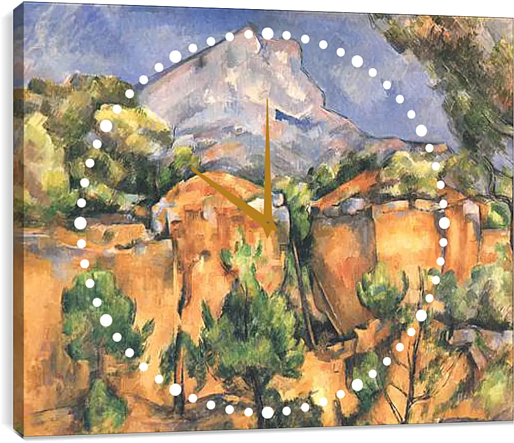 Часы картина - Montagne Sainte-Victoire vue des Carrieres de Bibemus (vers). Поль Сезанн