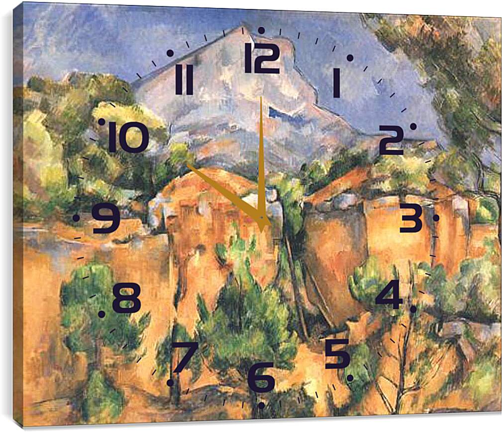 Часы картина - Montagne Sainte-Victoire vue des Carrieres de Bibemus (vers). Поль Сезанн