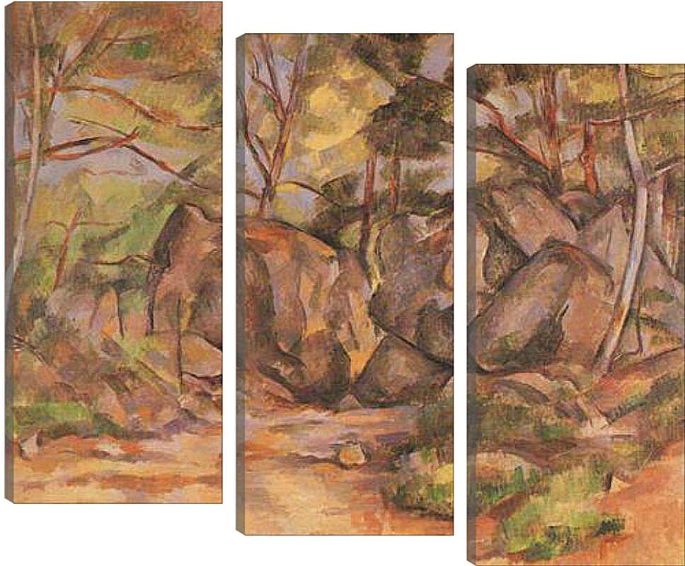 Модульная картина - Paysage forestier aux rochers (vers). Поль Сезанн