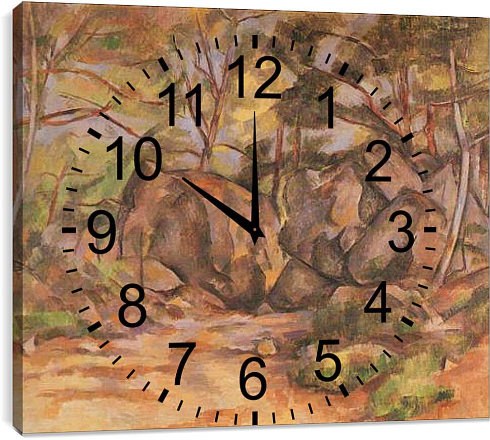Часы картина - Paysage forestier aux rochers (vers). Поль Сезанн